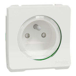 Schneider - Mureva Styl - Composable PC 2P+T en saillie ou encastré  - IP55 - IK08 - connexion auto - blanc - Réf : MUR39133
