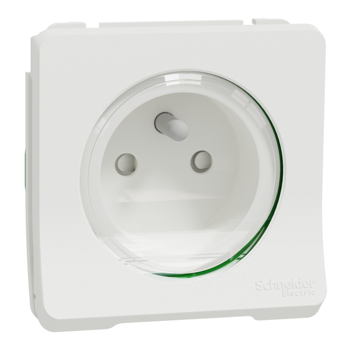 Schneider - Mureva Styl - Composable PC 2P+T en saillie ou encastré  - IP55 - IK08 - connexion auto - blanc - Réf : MUR39133