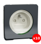 Schneider - Mureva Styl - LOT de 10 Prises 2P+T - Composable  - IP55 - IK08 - connexion auto - gris - MUR36133