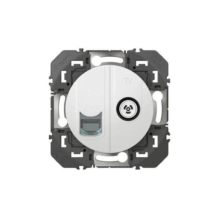 Legrand - Prise TV  et RJ45 CAT6 STP Dooxie - finition Blanc  - Réf : 600352