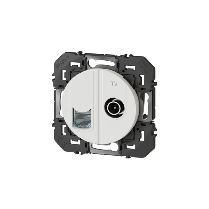 Legrand - Prise TV  et RJ45 CAT6 STP Dooxie - finition Blanc  - Réf : 600352