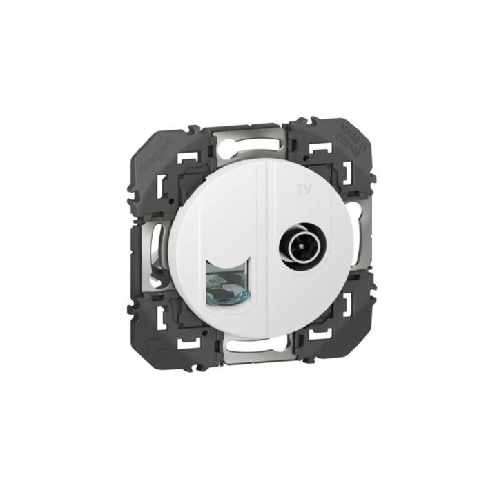 Legrand - Prise TV  et RJ45 CAT6 STP Dooxie - finition Blanc  - Réf : 600352