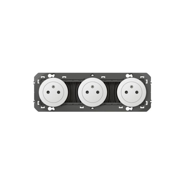 Legrand - Triple prise de courant 2P+T Surface Dooxie précâblées - 16A - Blanc - Réf : 600333