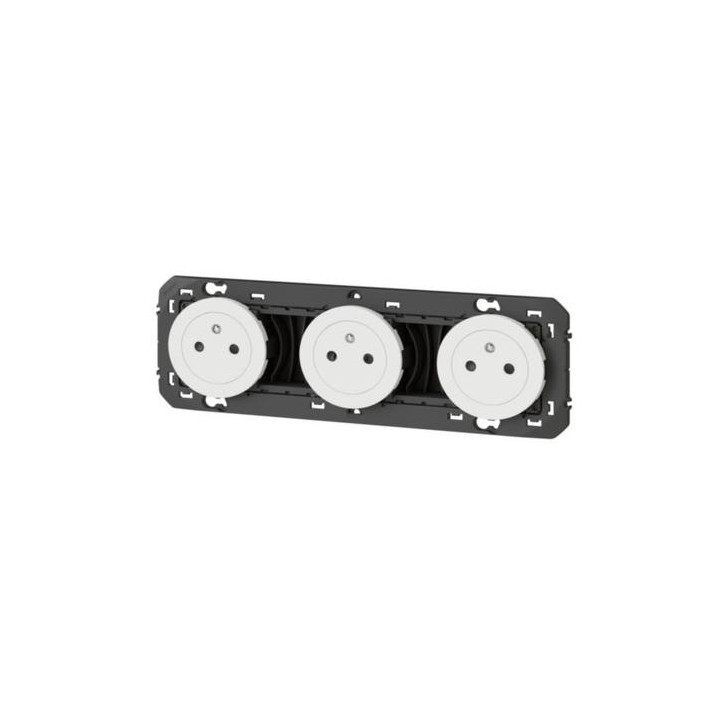 Legrand - Triple prise de courant 2P+T Surface Dooxie précâblées - 16A - Blanc - Réf : 600333