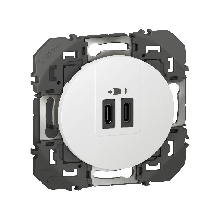 Double prise USB Type-C dooxie 3A 15W finition blanc Ref. 6 003 45