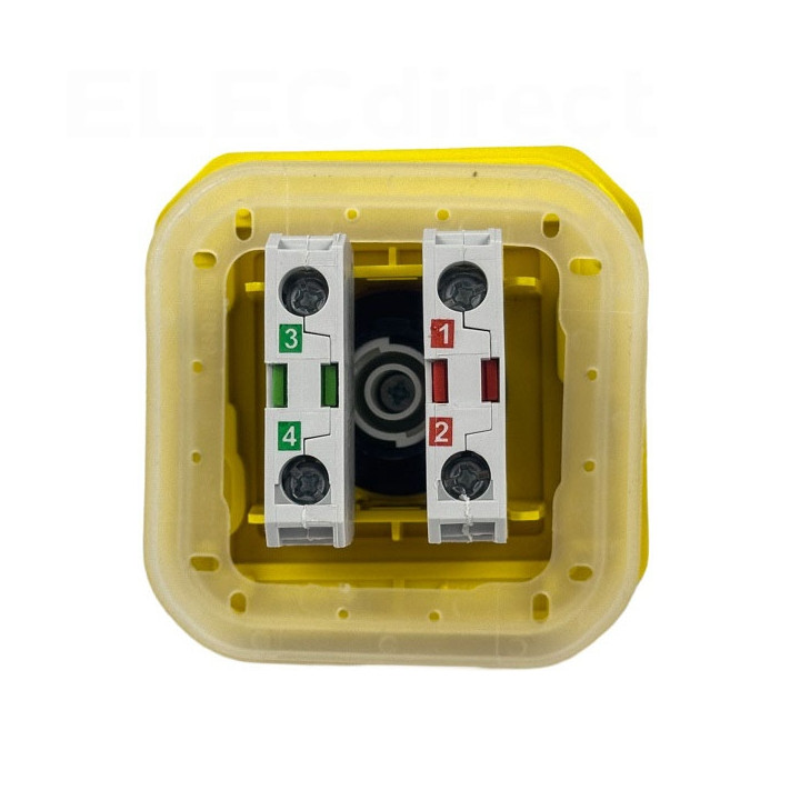 Legrand - Plexo - Coup de poing d'urgence - poussoir - Encastré - déverrouillage 1/4 tour - IP55/IK08 - Réf : 069549L+069681L