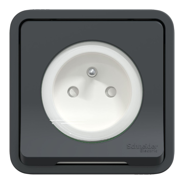 Schneider - Mureva Styl - LOT de 10 prises 2P+T encastré - IP55 - IK08 - connexion auto - noir - Réf : MUR35036