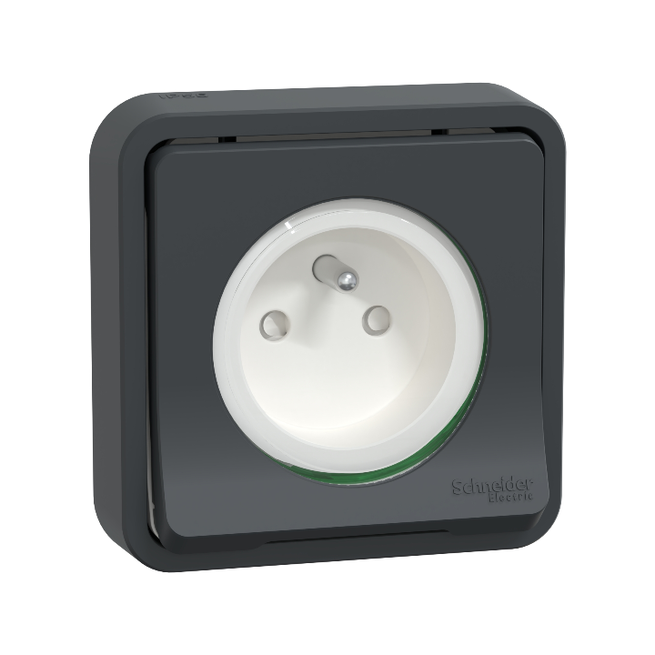 Schneider - Mureva Styl - Prise 2P+T - encastré - IP55 - IK08 - connexion auto - noir - Réf : MUR35036