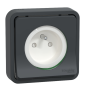 Schneider - Mureva Styl - Prise 2P+T - encastré - IP55 - IK08 - connexion auto - Gris anthr - Réf : MUR35036
