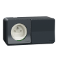 Schneider - Mureva Styl - Prise courant 2P+T + va et vient horizontale - saillie - IP55 - IK08 - connexion auto -  Réf : LOT3326