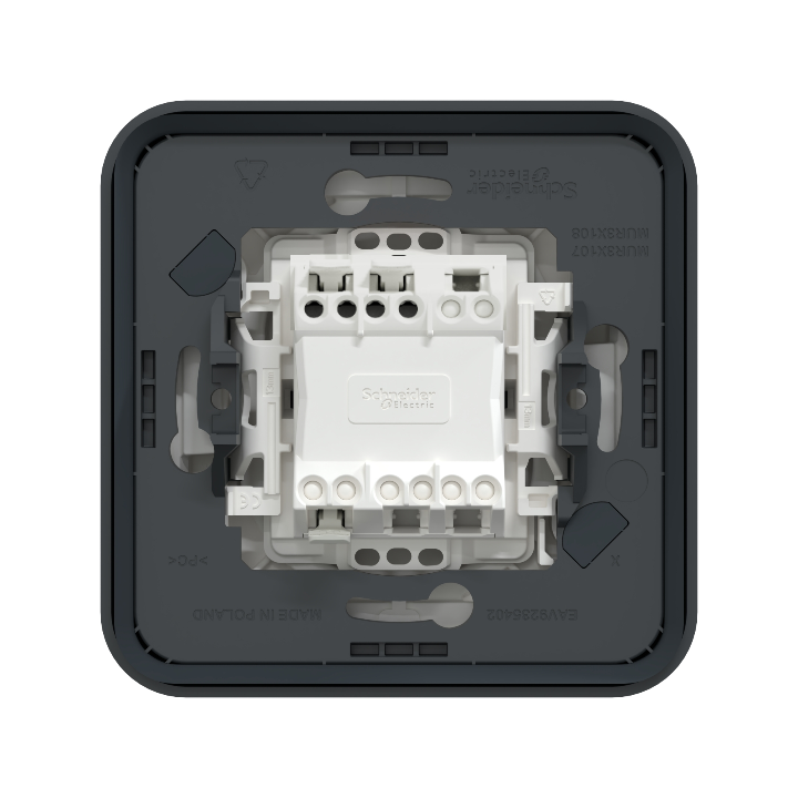 Schneider - Mureva Styl - Bouton poussoir - encastré - IP55 - IK08 - bornes auto - noir - Réf : MUR35027 + MUR34107
