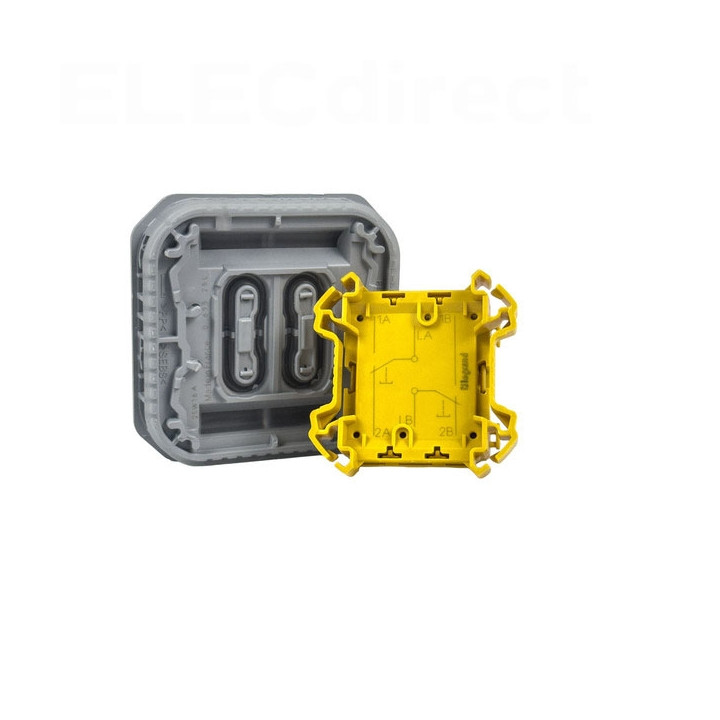 Legrand Plexo - Commande double - 3 fonctions - composable - étanche - IP55/IK08 - Gris - Réf : 069525L