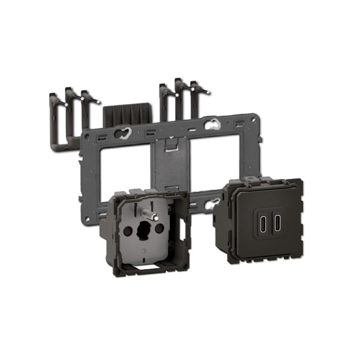 Legrand - Céliane 2024 - Prise double 2P+T / 2 USB Type-C - 20W -Réf : CM0145