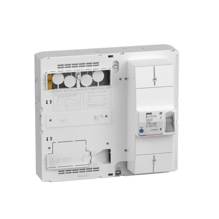 Legrand - Platine avec Disjoncteur branchement EDF 15/30/45A - Sélectif - 500mA - 1P+N - Réf : LEGPLATDB45