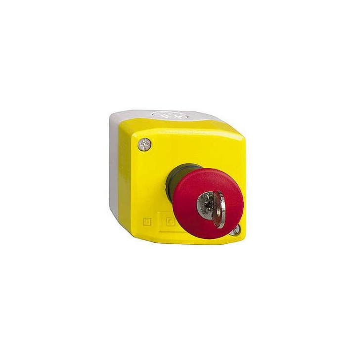 Schneider - Harmony boite jaune - 1 arrêt d'urgence rouge Ø40 déverrouillage à clé - 1F+1O - Réf : XALK188E