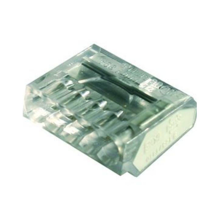 Capri - Bornes automatique 5 entrées pour fil rigide 0,5 à 2.5mm² (boite de 50 connecteurs) - Réf : 309287