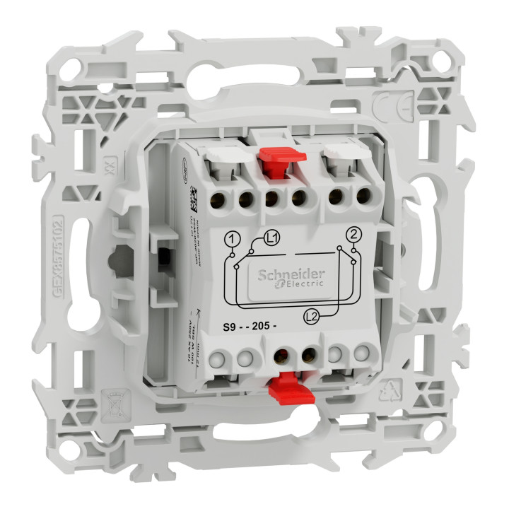 Schneider - Odace 2025 - permutateur - bornes automatiques - 10AX - blanc craie - Réf : S920205