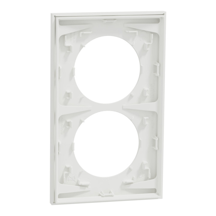 Schneider - Odace 2025 - plaque de finition 2 postes entraxe spécifique 57mm - Blanc craie - Réf : S920714