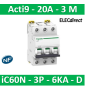 Schneider - Acti9 - iC60N - Disjoncteur - 3P - 20A - 6kA - courbe D - Réf : A9F75320