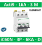 Schneider - Acti9 - iC60N - Disjoncteur - 3P - 16A - 6kA - courbe D - Réf : A9F75316