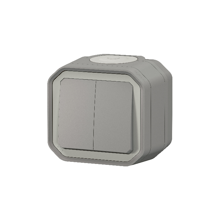 Legrand - Commande double étanche pour réaliser 3 fonctions Plexo prêt à poser saillie - IP55 - IK08 - Gris - Réf : 069715L
