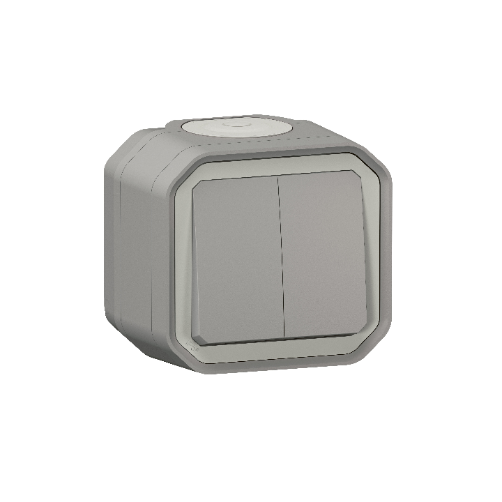 Legrand - Commande double étanche pour réaliser 3 fonctions Plexo prêt à poser saillie - IP55 - IK08 - Gris - Réf : 069715L