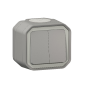 Legrand - Commande double étanche pour réaliser 3 fonctions Plexo prêt à poser saillie - IP55 - IK08 - Gris - Réf : 069715L