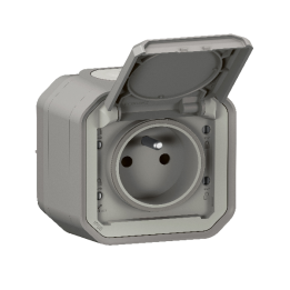 Legrand - Prise de courant 2P+T 16A étanche Plexo Saillie- IP55/IK08 - Gris - Réf : 069731L