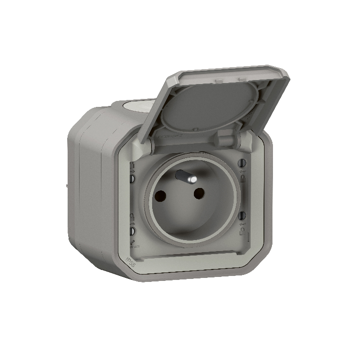 Legrand - Prise de courant 2P+T 16A étanche Plexo Saillie- IP55/IK08 - Gris - Réf : 069731L
