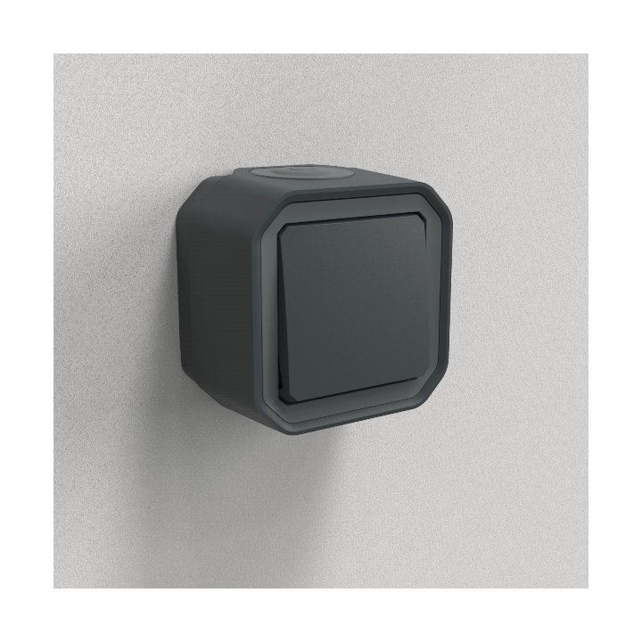 Legrand - Interrupteur  / va-et-vient étanche Plexo prêt à poser saillie 10AX - 250V - IP55 - IK08 - Anthracite - Réf : 069761L