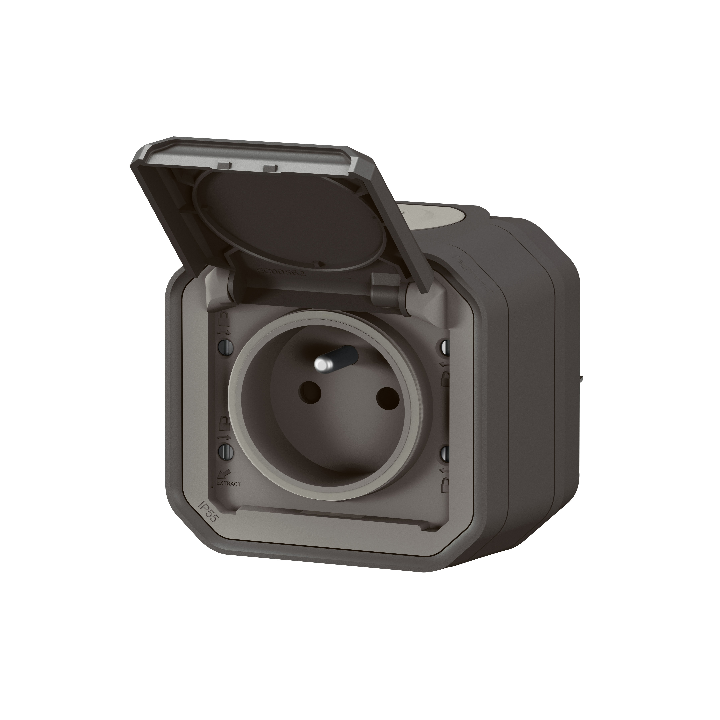 Legrand - Prise de courant 2P+T 16A étanche Plexo prêt à poser saillie - IP55 - IK08 - 250V - Anthracite - Réf : 069791L