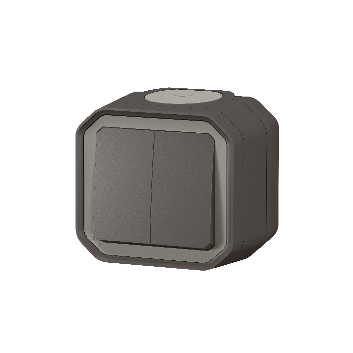 Legrand - Commande double étanche pour réaliser 3 fonctions Plexo prêt à poser saillie IP55 - IK08 - Anthracite - Réf : 069775L