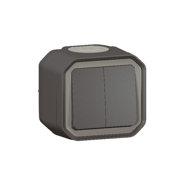 Legrand - Commande double étanche pour réaliser 3 fonctions Plexo prêt à poser saillie IP55 - IK08 - Anthracite - Réf : 069775L