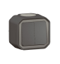 Legrand - Commande double étanche pour réaliser 3 fonctions Plexo prêt à poser saillie IP55 - IK08 - Anthracite - Réf : 069775L
