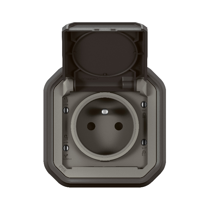 Legrand - Prise de courant 2P+T 16A étanche Plexo prêt à poser encastrée - IP55 - IK08 - 250V - Anthracite - Réf : 069860L