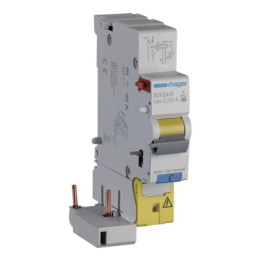 Hager - Bloc différentiel 1P+N 40A 30mA - Type F - Réf : BDF240F