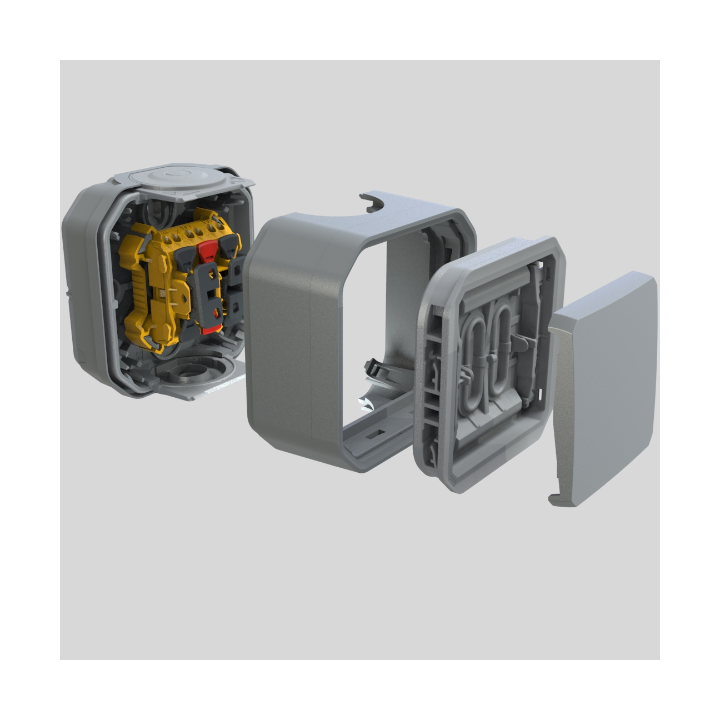 Legrand - Bouton poussoir NO étanche Plexo prêt à poser saillie - 10AX - 250V - IP55 - IK08 - Gris - Réf : 069720L