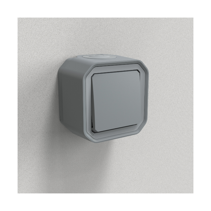 Legrand - Bouton poussoir NO étanche Plexo prêt à poser saillie - 10AX - 250V - IP55 - IK08 - Gris - Réf : 069720L