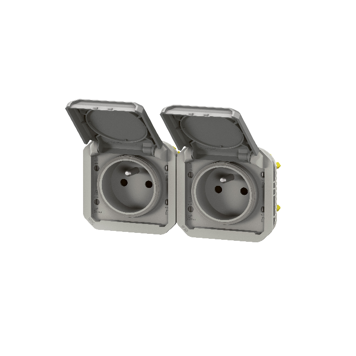 Legrand Plexo - Double prise de courant 2P+T - 16A - 250V - composable - précâblée - horizontale - étanche - IP55/IK08 - Réf : 0