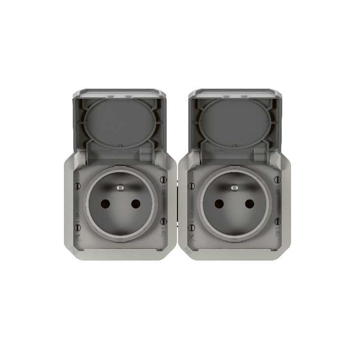 Legrand Plexo - Double prise de courant 2P+T - 16A - 250V - composable - précâblée - horizontale - étanche - IP55/IK08 - Réf : 0