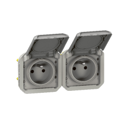 Legrand Plexo - Double prise 2P+T - 16A - 250V - composable - précâblée - horizontale - IP55/IK08 - 069562L