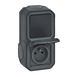 Legrand Plexo - PC 2P+T - 16A - 250V + Va-et-Vient 10A - Complet saillie - Anthracite - IP55/IK08 - Réf : 070067