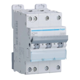 Hager - Disj. 3P+N - 6-10kA - Courbe C - 40A 3m - Réf : NFT840