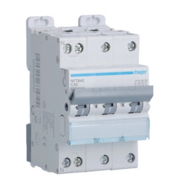 Hager - Disj. 3P+N - 6-10kA - Courbe C - 40A 3m - Réf : NFT840