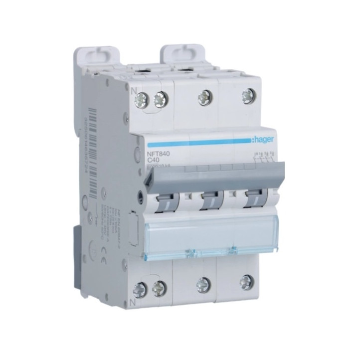 Hager - Disj. 3P+N - 6-10kA - Courbe C - 40A 3m - Réf : NFT840
