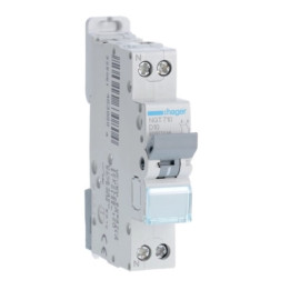 HAGER - Disjoncteur 1P+N 6-10kA - courbe D - 10A -1 module - Réf : NGT710