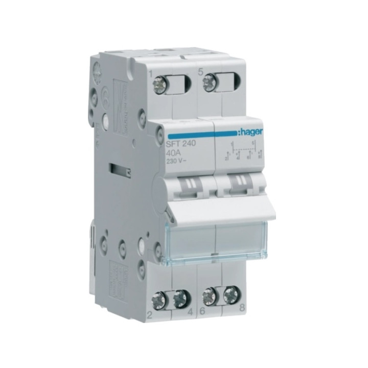 Hager - Inverseur 2P 40A - amont - I-0-II - Réf : SFT240