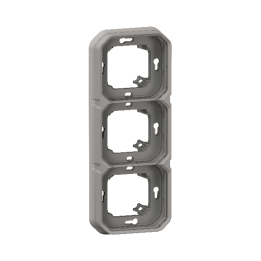 Legrand Plexo - Support plaque étanche - Encastré - 3 postes - Horizontal ou vertical - Gris - Réf : 069687L