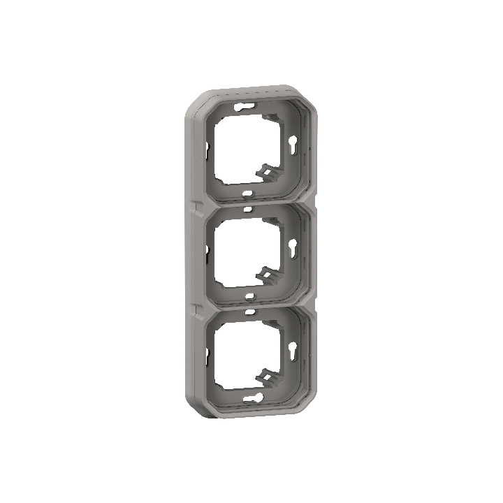 Legrand Plexo - Support plaque étanche - Encastré - 3 postes - Horizontal ou vertical - Gris - Réf : 069687L