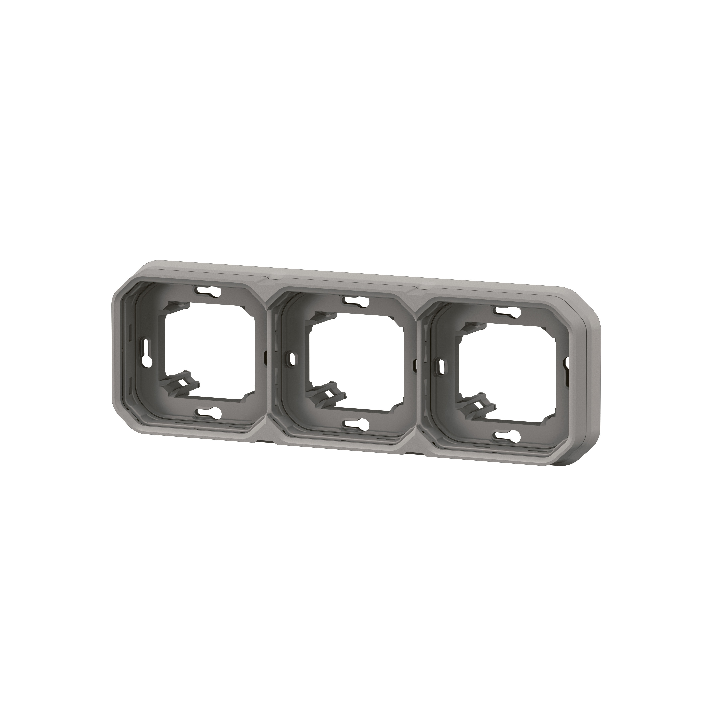 Legrand Plexo - Support plaque étanche - Encastré - 3 postes - Horizontal ou vertical - Gris - Réf : 069687L